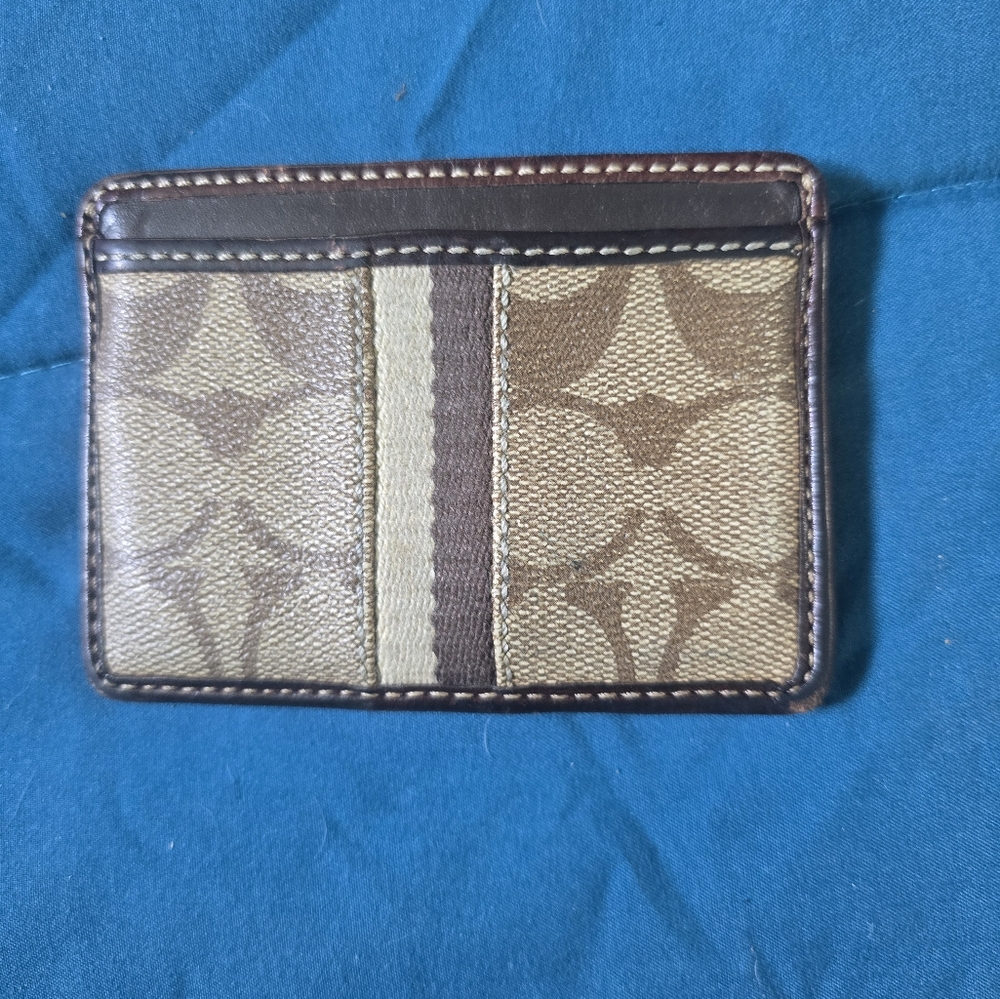 Coach Brown and Tan Card Holder - Picture 3 of 7